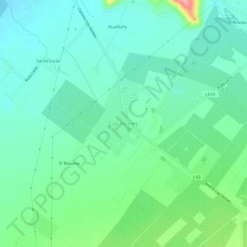 Mapa topográfico Los Niches, altitude, relevo