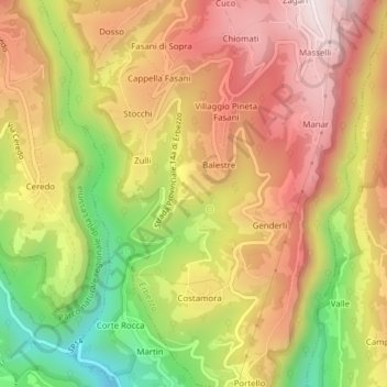 Mapa topográfico Schioppi, altitude, relevo