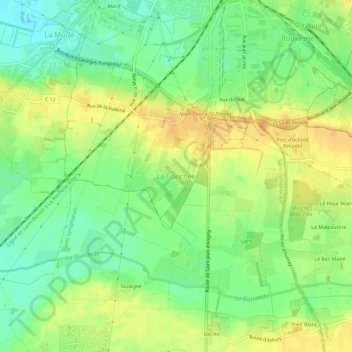 Mapa topográfico La Tranchée, altitude, relevo