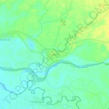 Mapa topográfico Platero, altitude, relevo