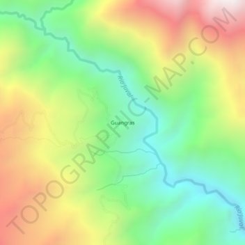 Mapa topográfico Guangras, altitude, relevo