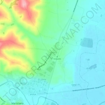 Mapa topográfico Schiavo, altitude, relevo