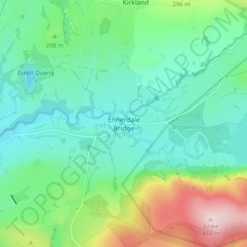 Mapa topográfico Ennerdale Bridge, altitude, relevo