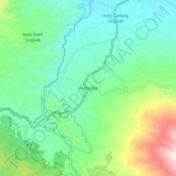 Mapa topográfico Arosuka, altitude, relevo