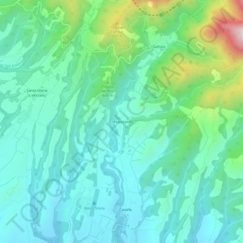 Mapa topográfico Molezzano, altitude, relevo
