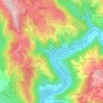 Mapa topográfico Le Moulinot, altitude, relevo