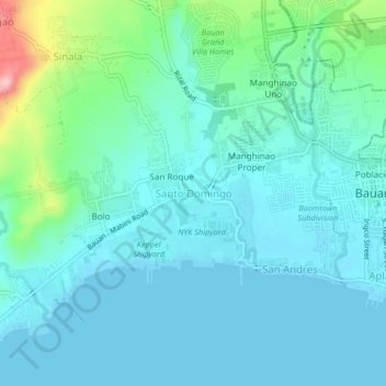 Mapa topográfico Santo Domingo, altitude, relevo