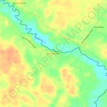 Mapa topográfico San Antonio, altitude, relevo