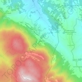 Mapa topográfico Vasciano, altitude, relevo