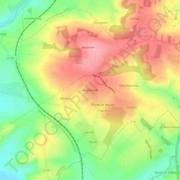 Mapa topográfico Beaubrenier, altitude, relevo