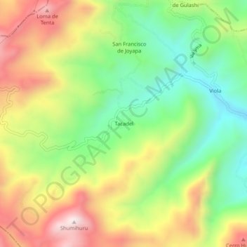 Mapa topográfico Tacadel, altitude, relevo