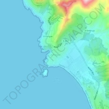 Mapa topográfico Cachagua, altitude, relevo