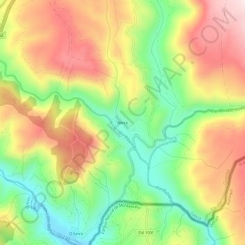 Mapa topográfico Barxa, altitude, relevo