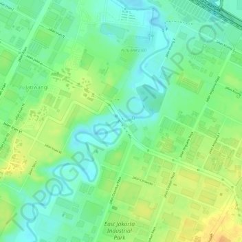 Mapa topográfico Jembatan EJIP - MM2100, altitude, relevo
