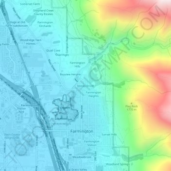 Mapa topográfico Stoney Brook, altitude, relevo