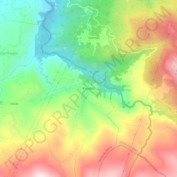 Mapa topográfico Paradela, altitude, relevo