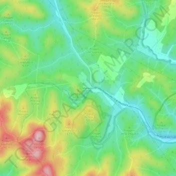 Mapa topográfico Montioni, altitude, relevo