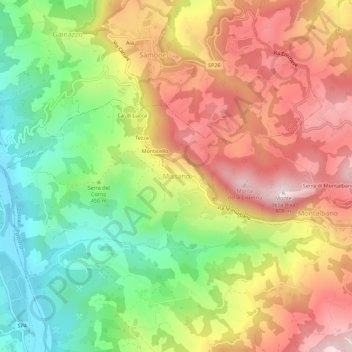 Mapa topográfico Missano, altitude, relevo