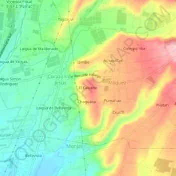 Mapa topográfico El Calvario, altitude, relevo
