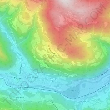 Mapa topográfico Stolzalpe, altitude, relevo