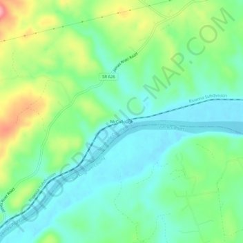Mapa topográfico McCullough, altitude, relevo