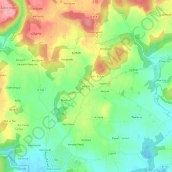 Mapa topográfico Kermer, altitude, relevo