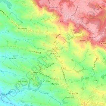 Mapa topográfico Lassalle, altitude, relevo