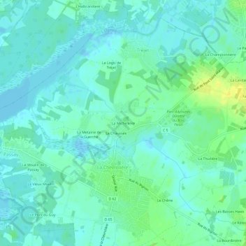 Mapa topográfico La Michelleire, altitude, relevo
