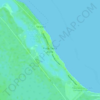 Mapa topográfico Playa Santa Lucía, altitude, relevo