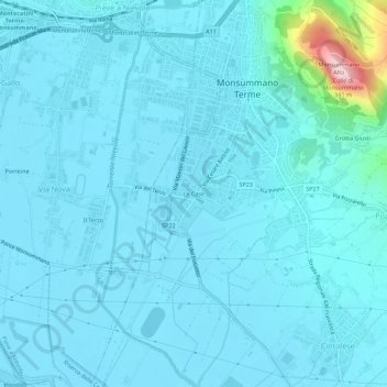 Mapa topográfico Le Case, altitude, relevo