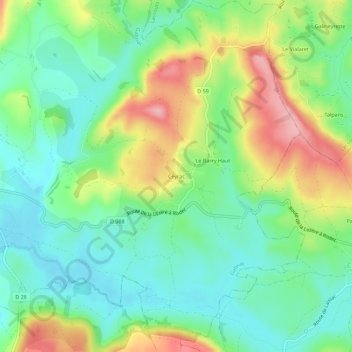 Mapa topográfico Ceyrac, altitude, relevo