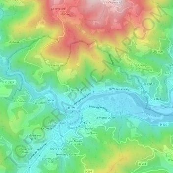 Mapa topográfico Laume, altitude, relevo