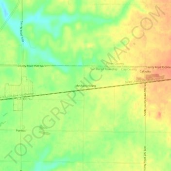 Mapa topográfico Mechanicsburg, altitude, relevo
