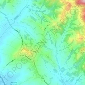 Mapa topográfico San Germano, altitude, relevo