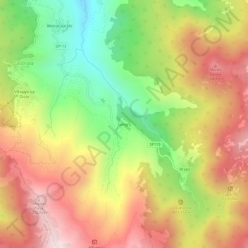 Mapa topográfico Salogni, altitude, relevo