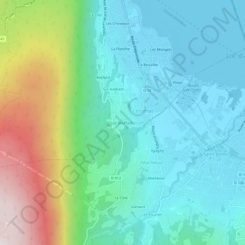Mapa topográfico Le Bouffard, altitude, relevo