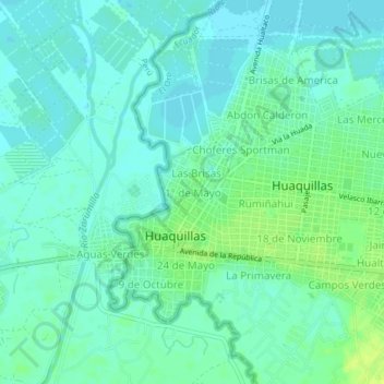 Mapa topográfico 1° de Mayo, altitude, relevo