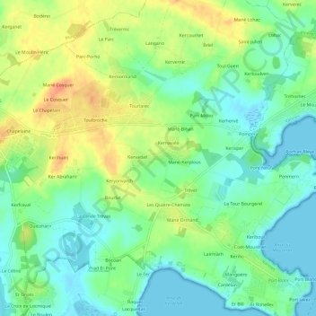 Mapa topográfico Bréafort, altitude, relevo