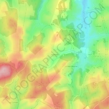 Mapa topográfico Soulières, altitude, relevo
