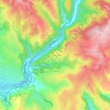 Mapa topográfico Travers de Metge, altitude, relevo