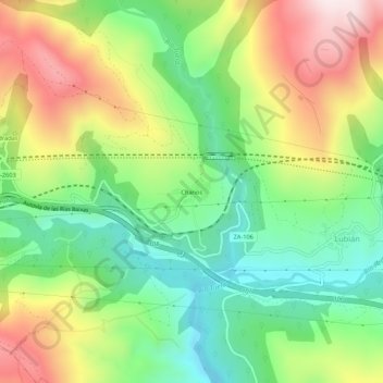Mapa topográfico Chanos, altitude, relevo