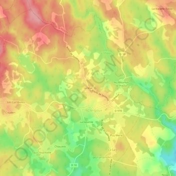 Mapa topográfico Le Mas, altitude, relevo