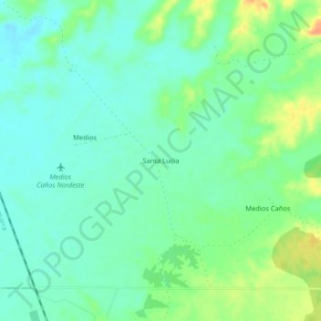 Mapa topográfico Santa Lucia, altitude, relevo