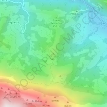 Mapa topográfico La Cogota, altitude, relevo