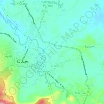 Mapa topográfico Kulapi, altitude, relevo
