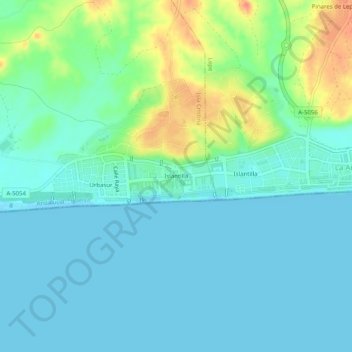 Mapa topográfico Islantilla, altitude, relevo