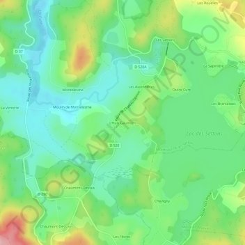 Mapa topográfico L'Huis Gaumont, altitude, relevo