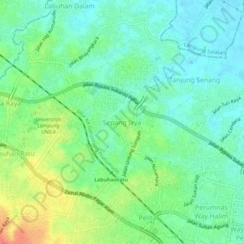 Mapa topográfico Sepang Jaya, altitude, relevo