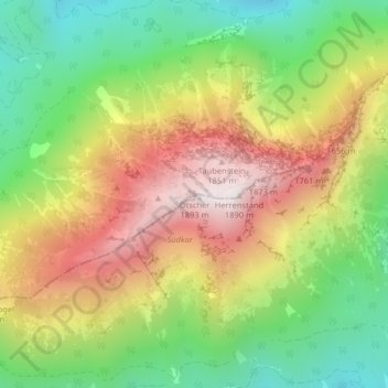 Mapa topográfico Ötscher, altitude, relevo
