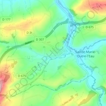 Mapa topográfico Les Hauts Vents, altitude, relevo
